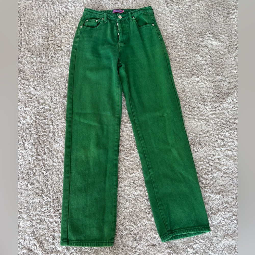 Edikted Green Straight Leg Jeans